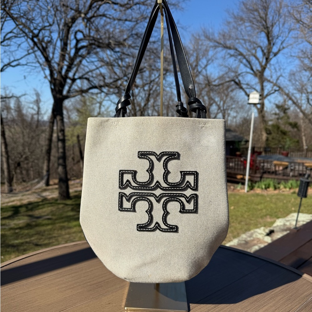 Tory Burch Canvas Tote with Black Logo